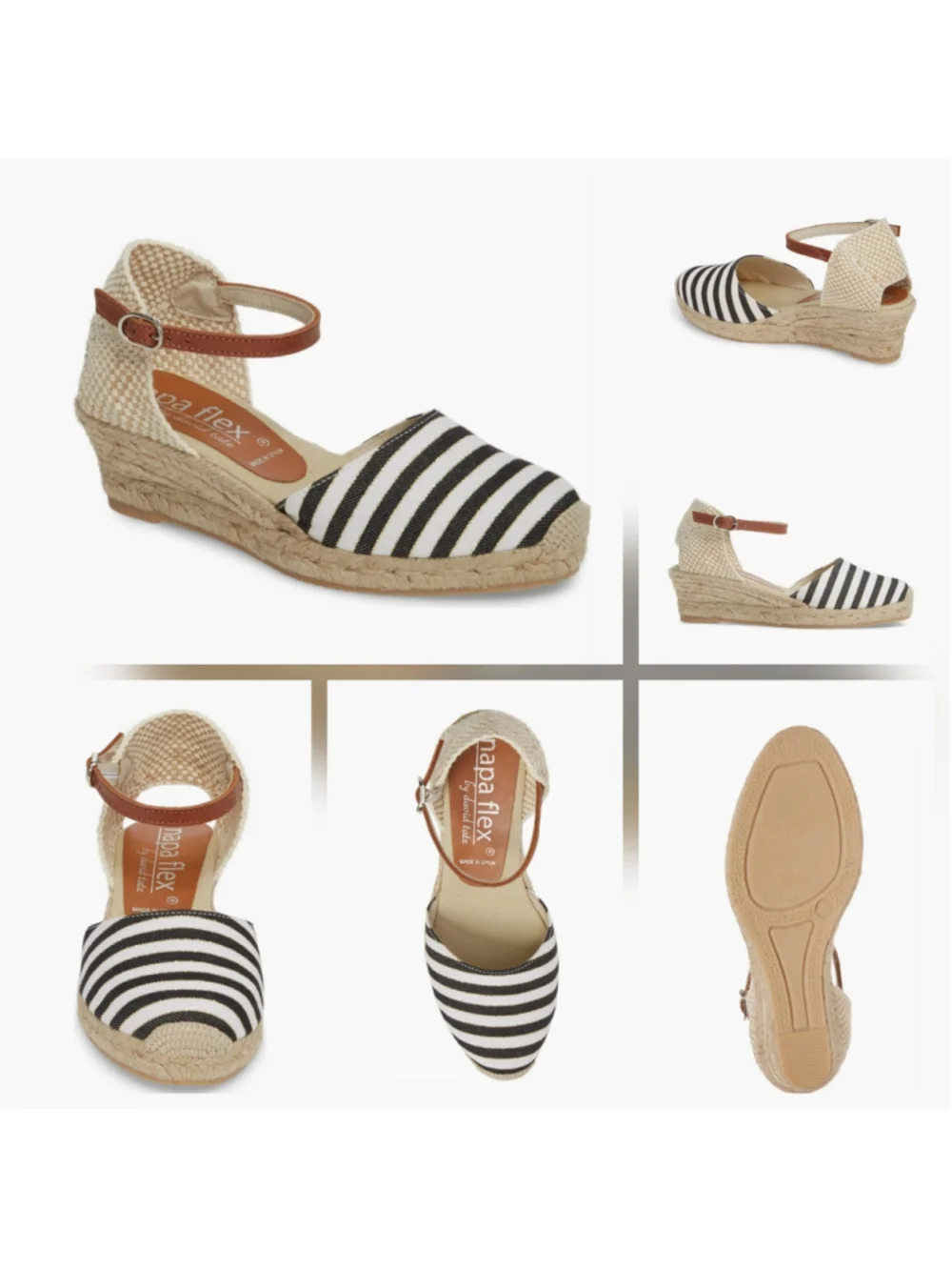 Napa Flex David Tate Espadrille Wedge d'Orsey Sandals 8.5 M (39 EU) Black White